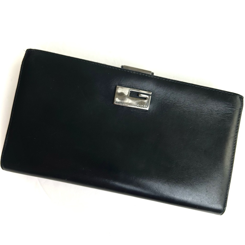 Gucci Leather Vintage Wallet With Coin Purse Black